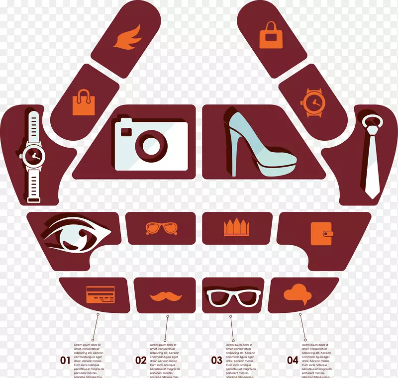 手提包包与高跟鞋等信息图矢量素