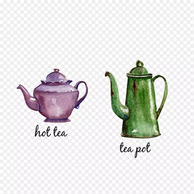 茶壶手绘免抠素材
