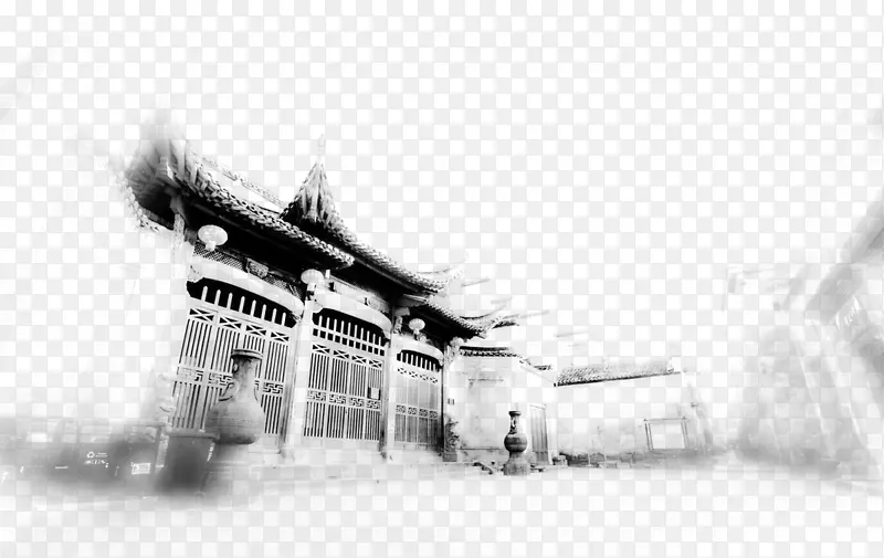 写意水墨中式古建筑