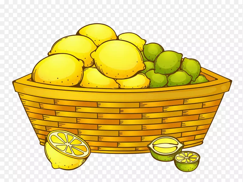 一篮柠檬插画