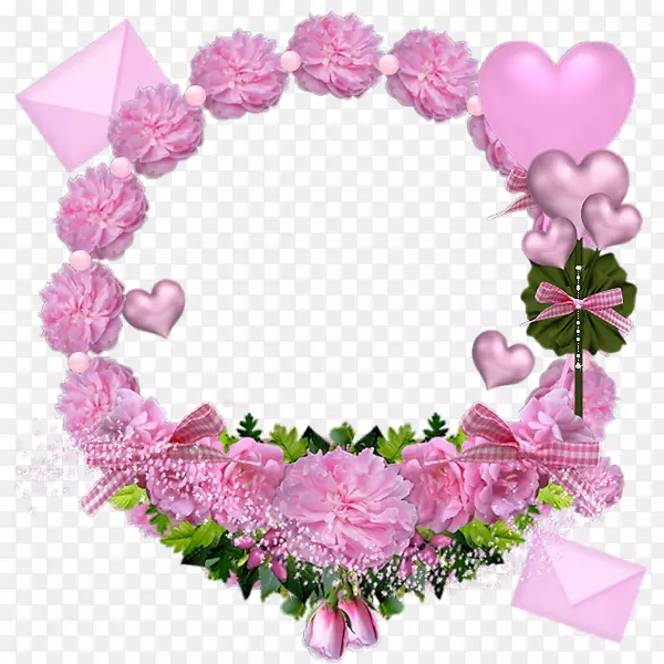 粉红色花圈信封装饰