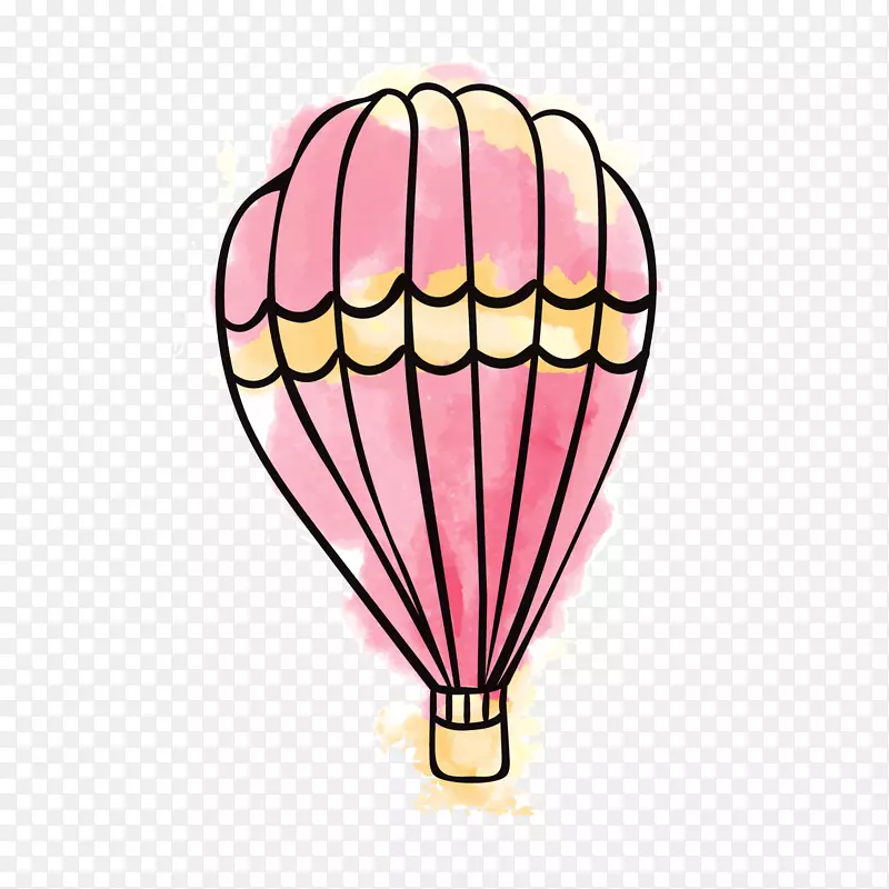 水彩绘粉色氢气球