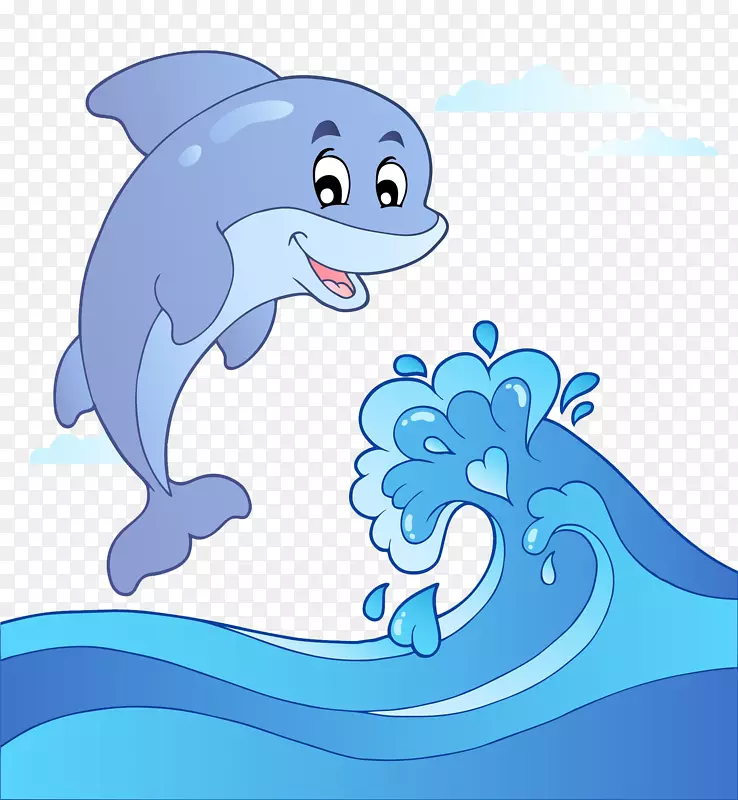 海豚水浪