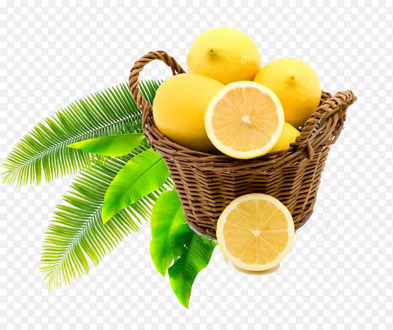 一篮子柠檬和叶子