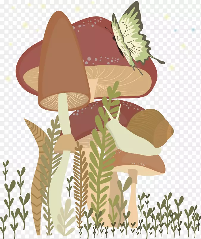 仙境手绘蘑菇插画设计