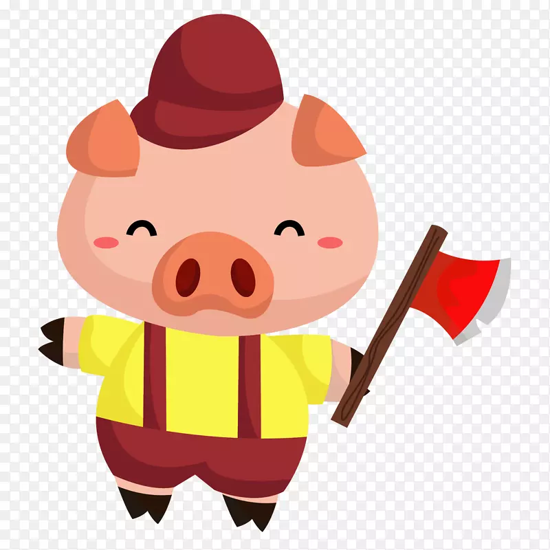 可爱小猪拿着斧头挂历设计海报矢