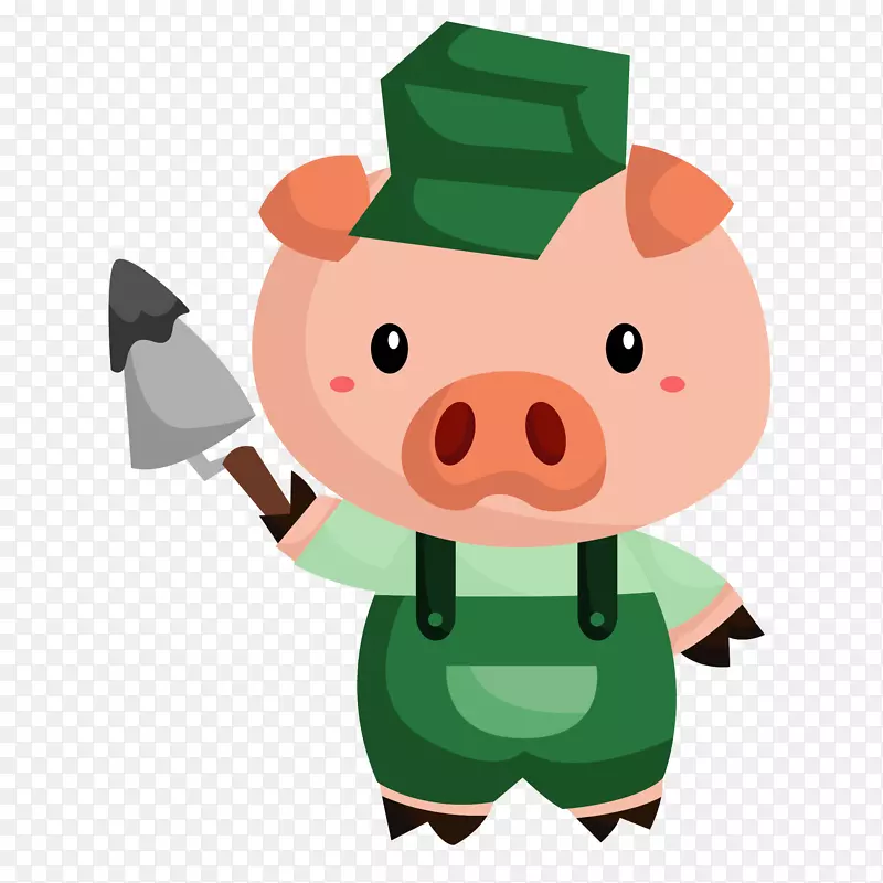 可爱绿色小猪挂历设计海报矢量免