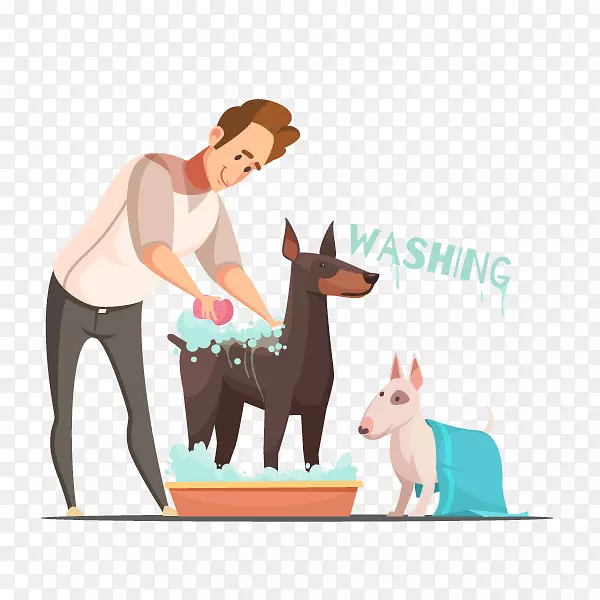 狗狗洗澡卡通图案