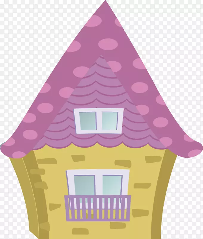 紫色卡通屋顶素材