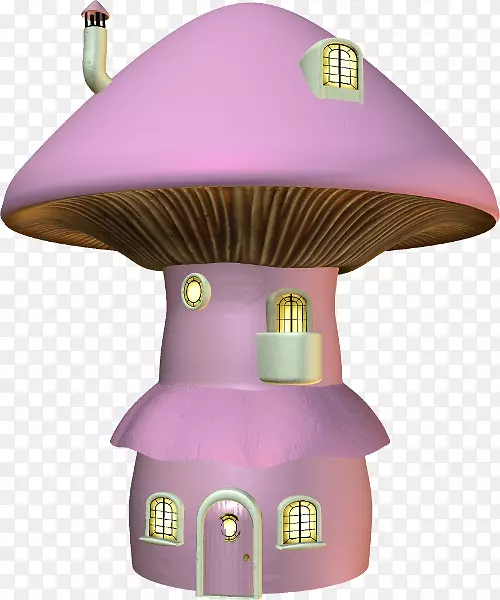 手绘紫色蘑菇房子
