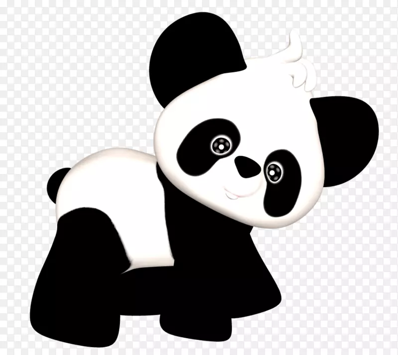 黑白色卡通版的小熊猫