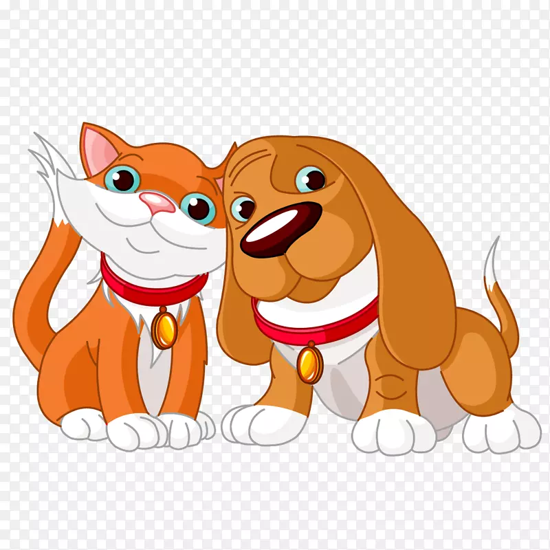 卡通恩爱的小狗小猫