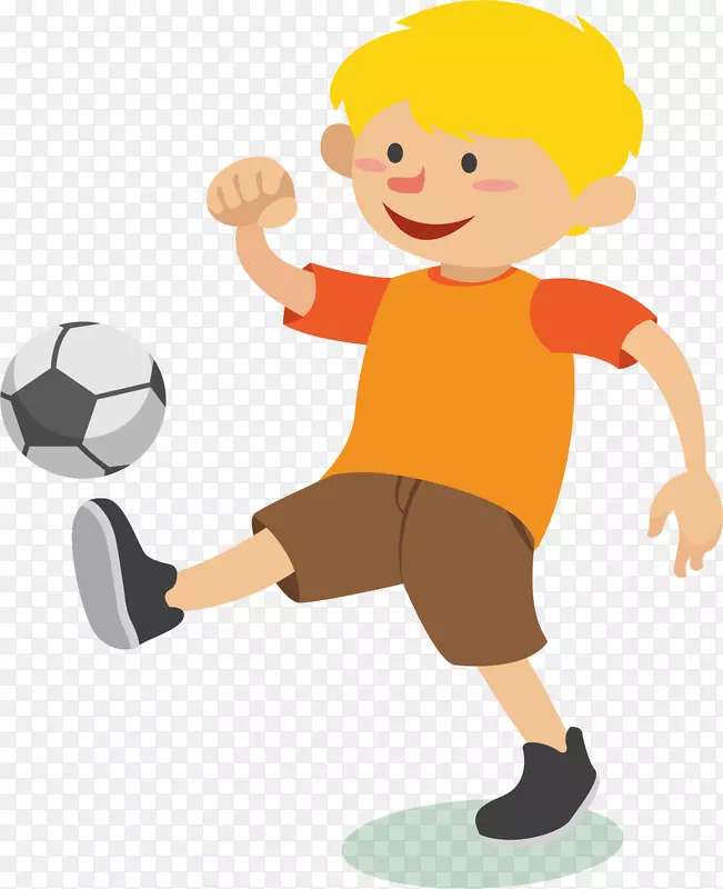 开心踢足球的男孩子