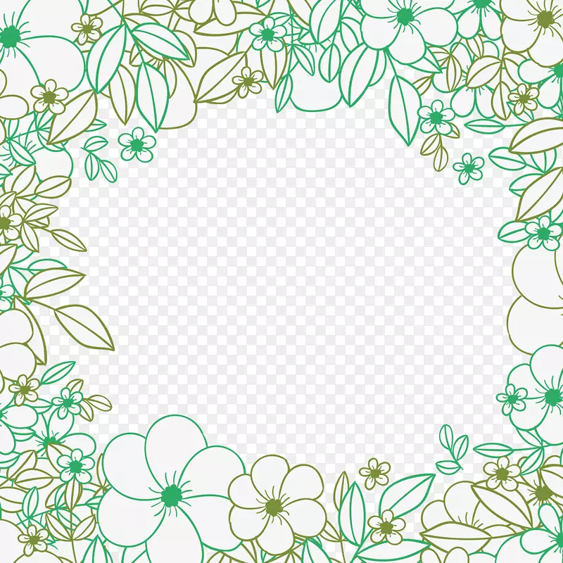 绿色线条手绘花海设计素材