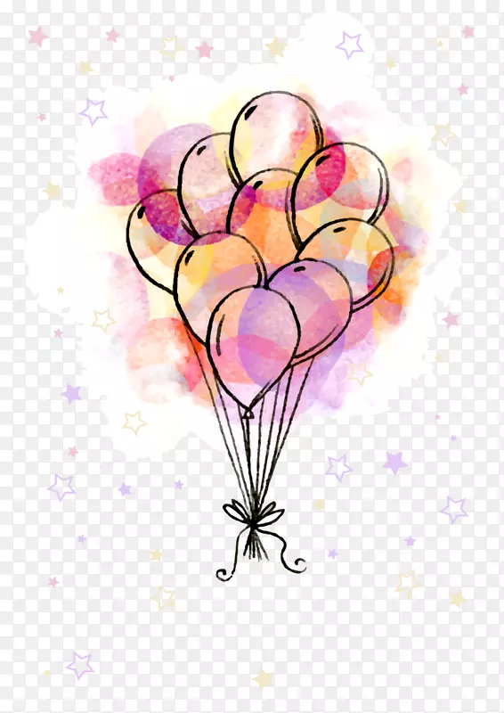 儿童节手绘美丽气球