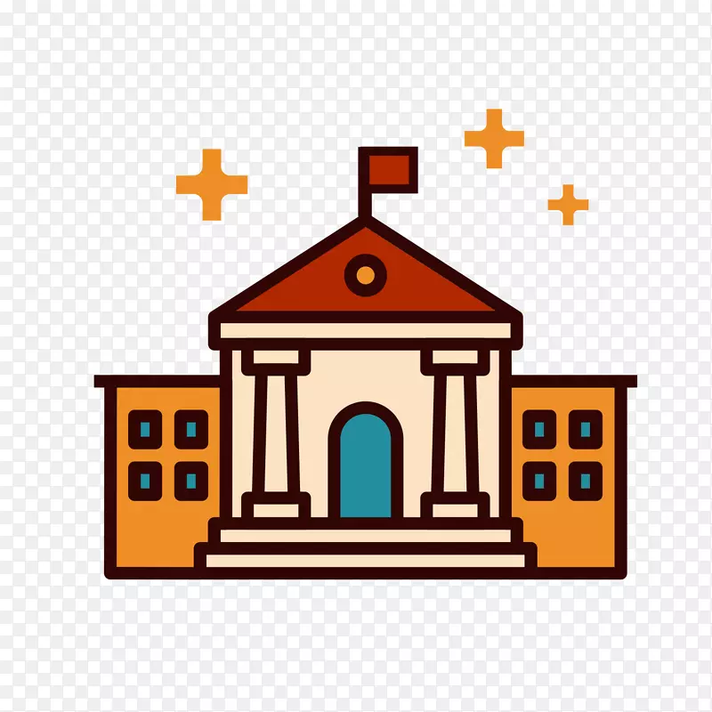 彩色手绘几何建筑学校元素PNG图片素材下载_图片编号zylxpaby-免抠素材网