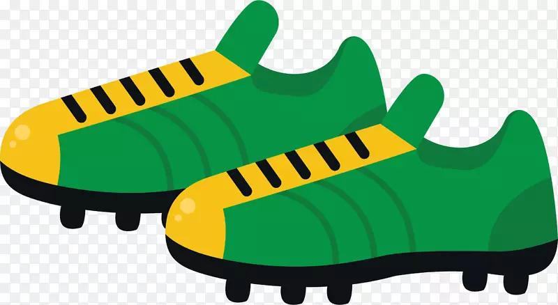 矢量绿色运动足球鞋