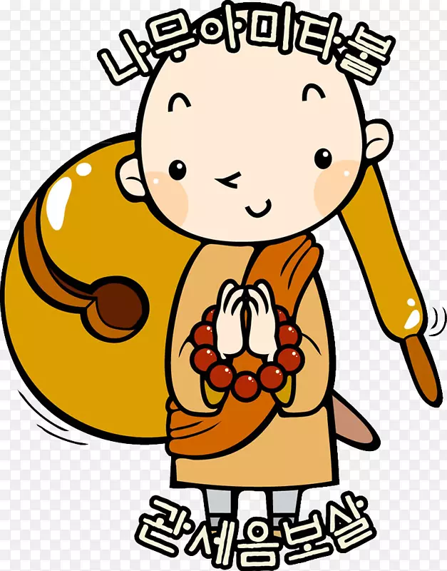 可爱插图小僧人
