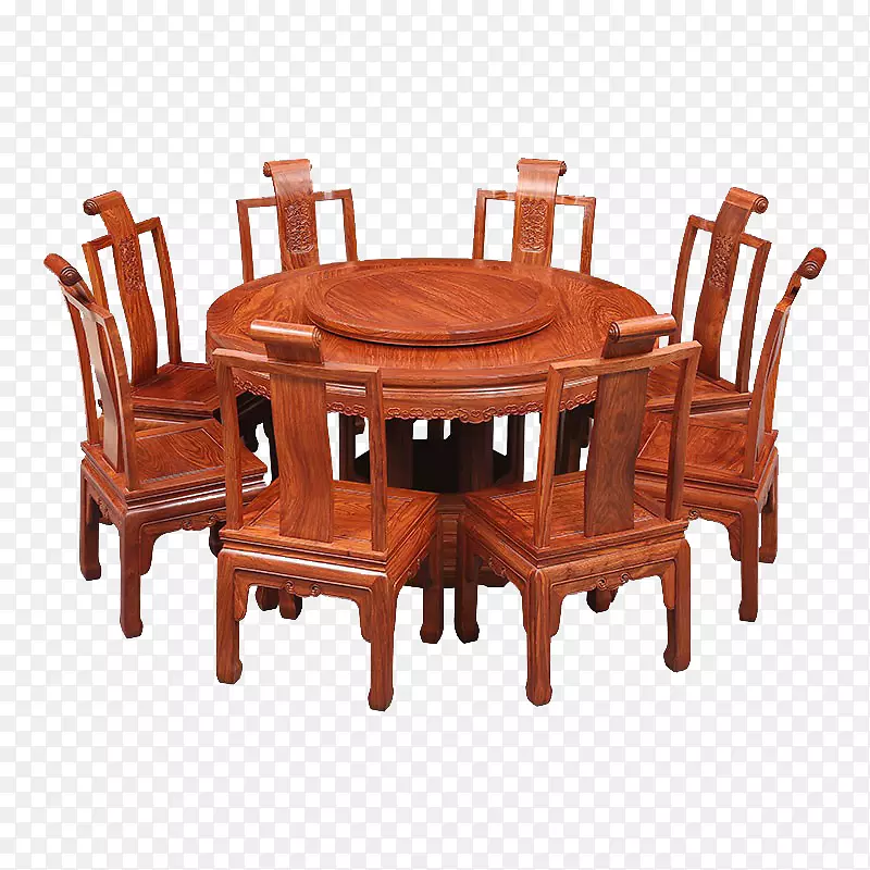 实物中式红木家具餐桌餐椅
