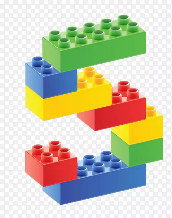 卡通搭建起来的积木png