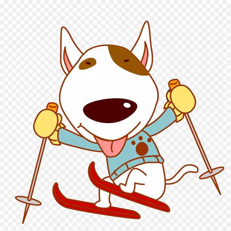卡通滑雪的小狗设计