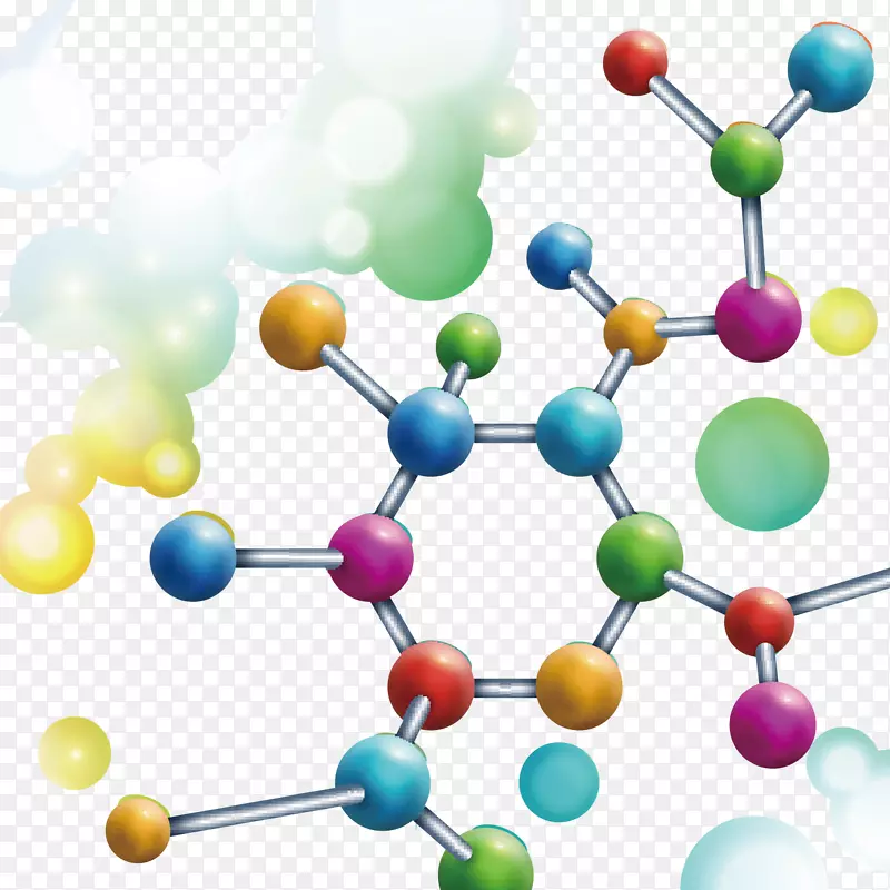 彩色化学分子结构矢量图