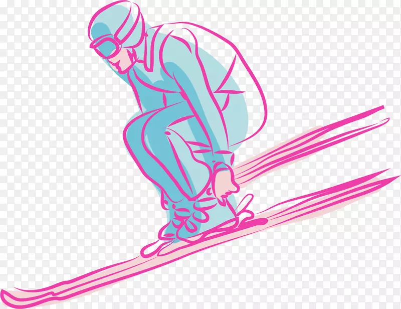 描边线条矢量滑雪运动