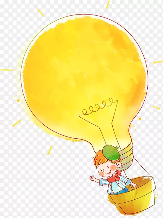 卡通黄色涂鸦电灯泡发光效果