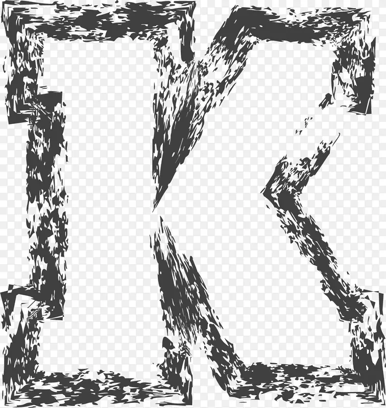 黑色碎片描边英文字母K