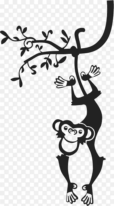 倒挂在树上的猴子