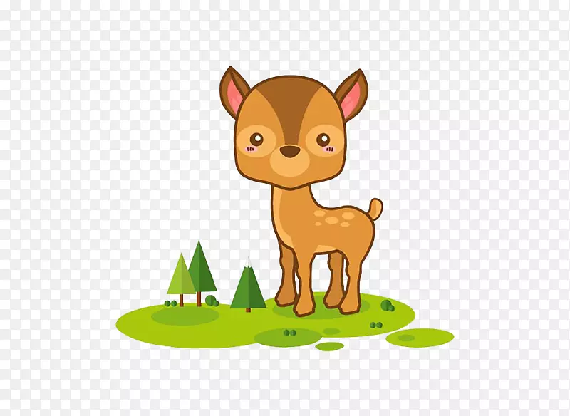 草坪上可爱的小鹿