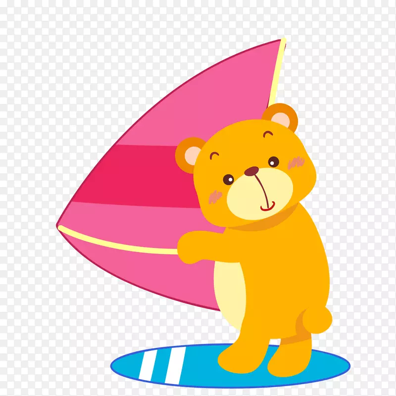 卡通冲浪的小熊设计