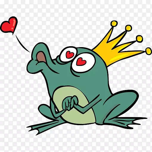 可爱的卡通青蛙王子飞吻插画免抠