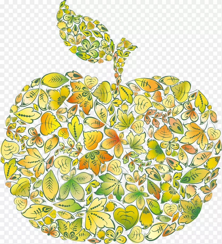苹果 草绿色 拼接 装饰图案