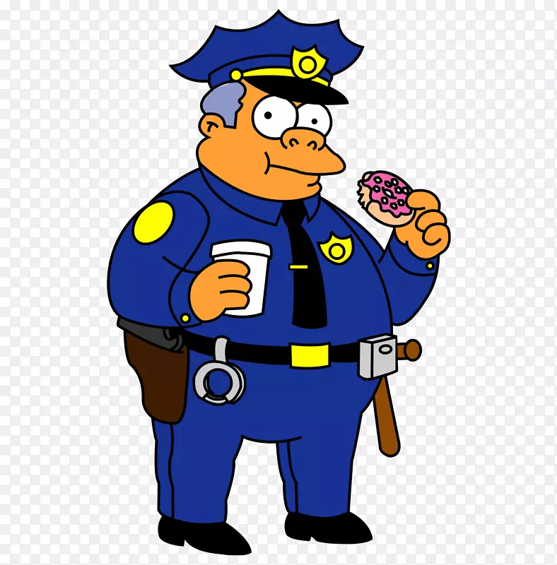 国外蓝色服装警察吃饼干喝水