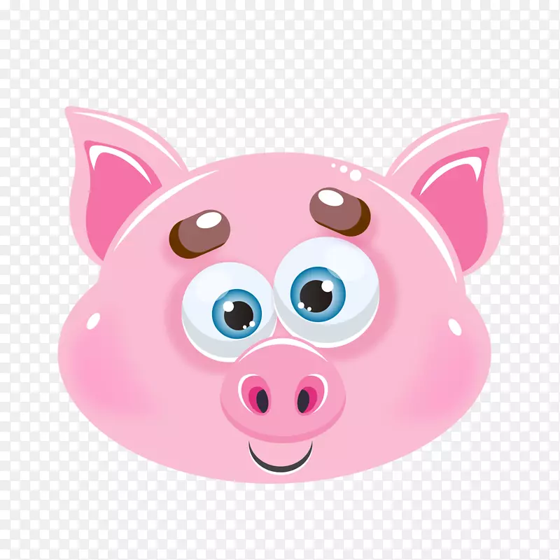 粉色卡通睁大眼的小猪头