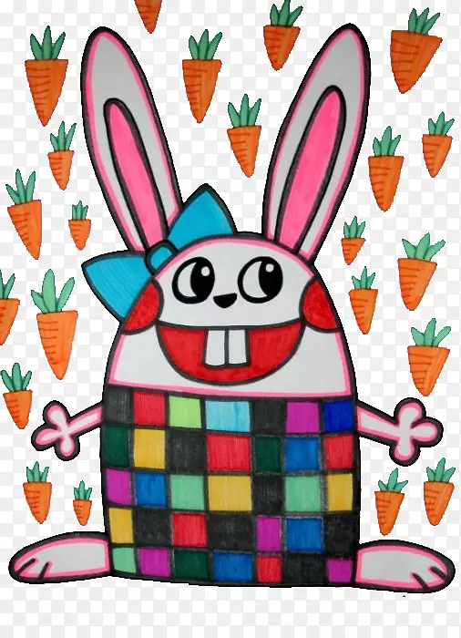 手绘儿童画可爱小兔子图案