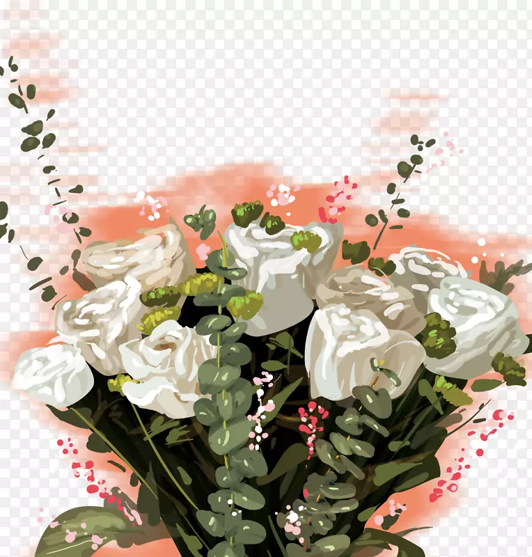 白色玫瑰花手绘妇女节