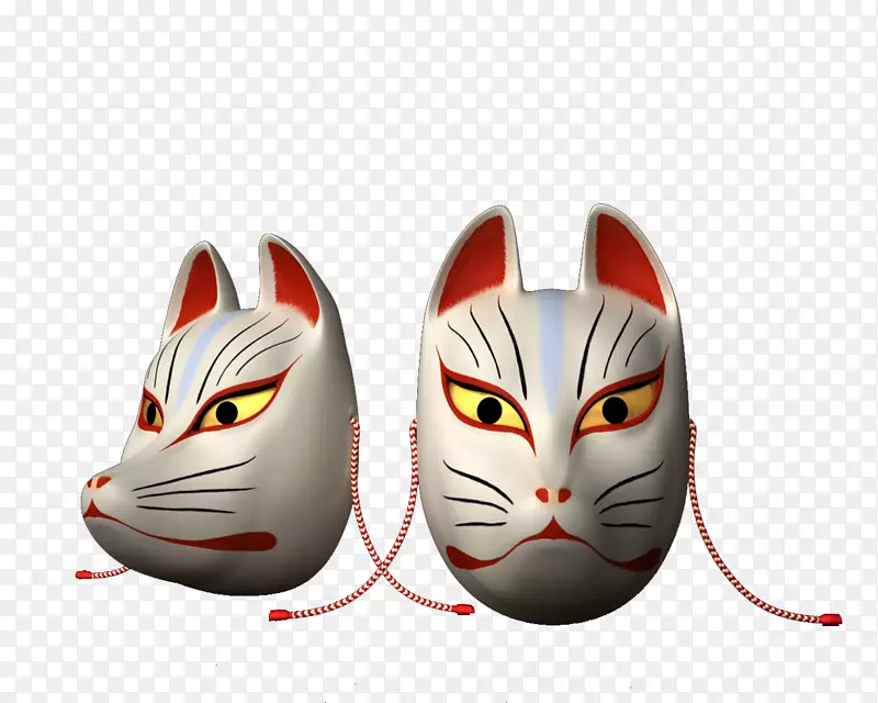 3D风格日式白色狐狸面具