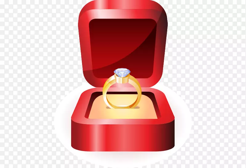 矢量结婚钻戒对戒指环红色礼盒