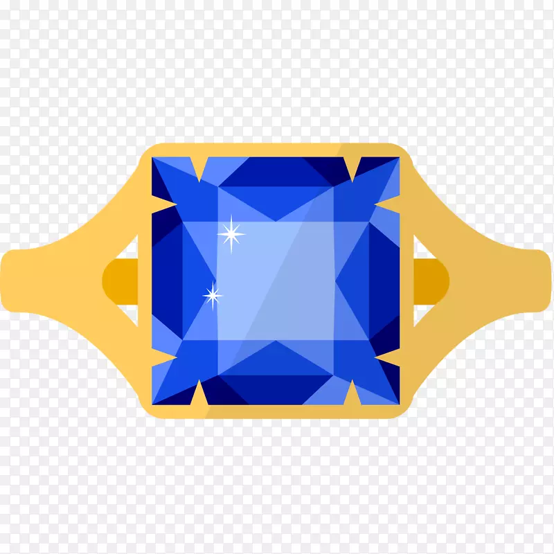 蓝色钻石戒指矢量插画