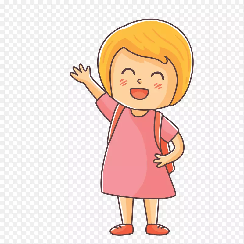 卡通挥手的女孩人物设计