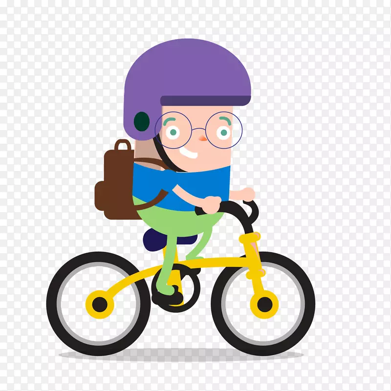 创意骑单车上学的男孩设计