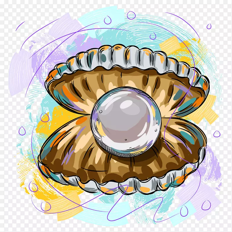 卡通彩绘蚌壳珍珠