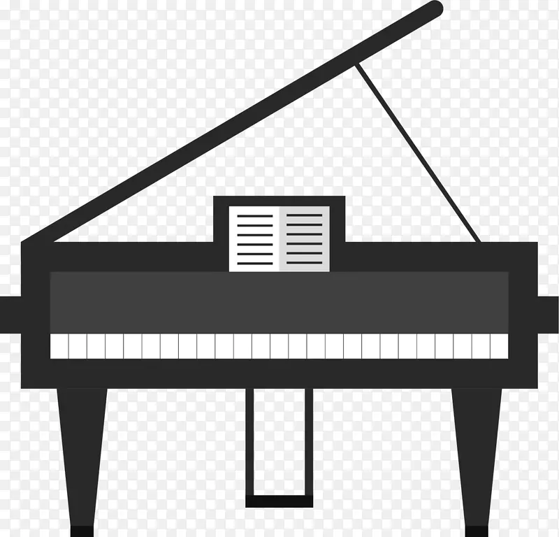 矢量图一架黑白色的钢琴