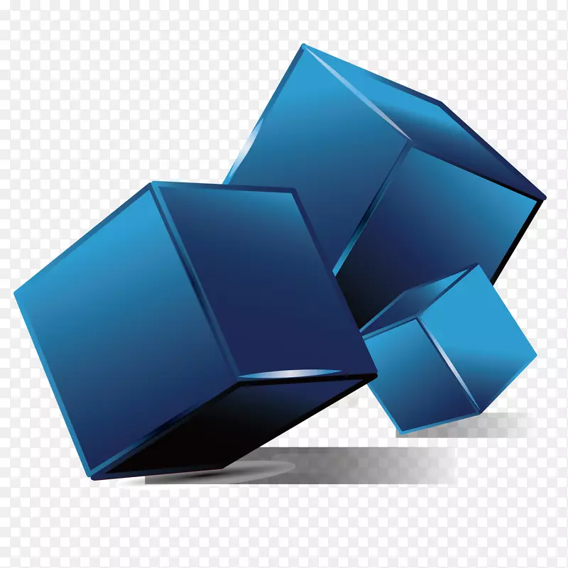 蓝色抽象盒子图案