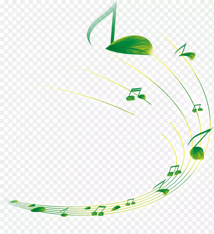 绿色清新乐谱树叶效果元素