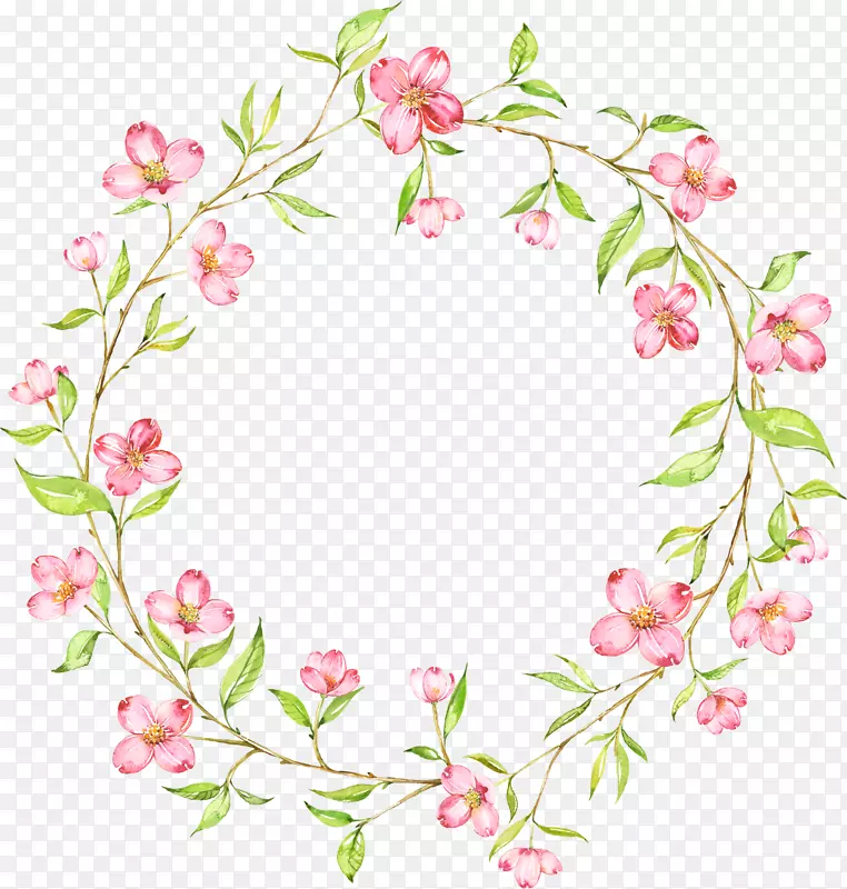 粉色小花朵花环图案