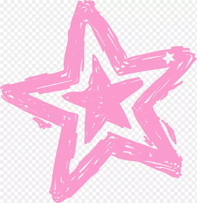 粉色手绘五角星