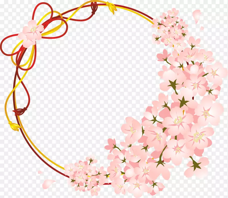 粉色美丽春季花环